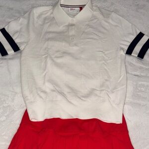 Wilson Shirt Sleeve Knit White and Red Polo Shirt